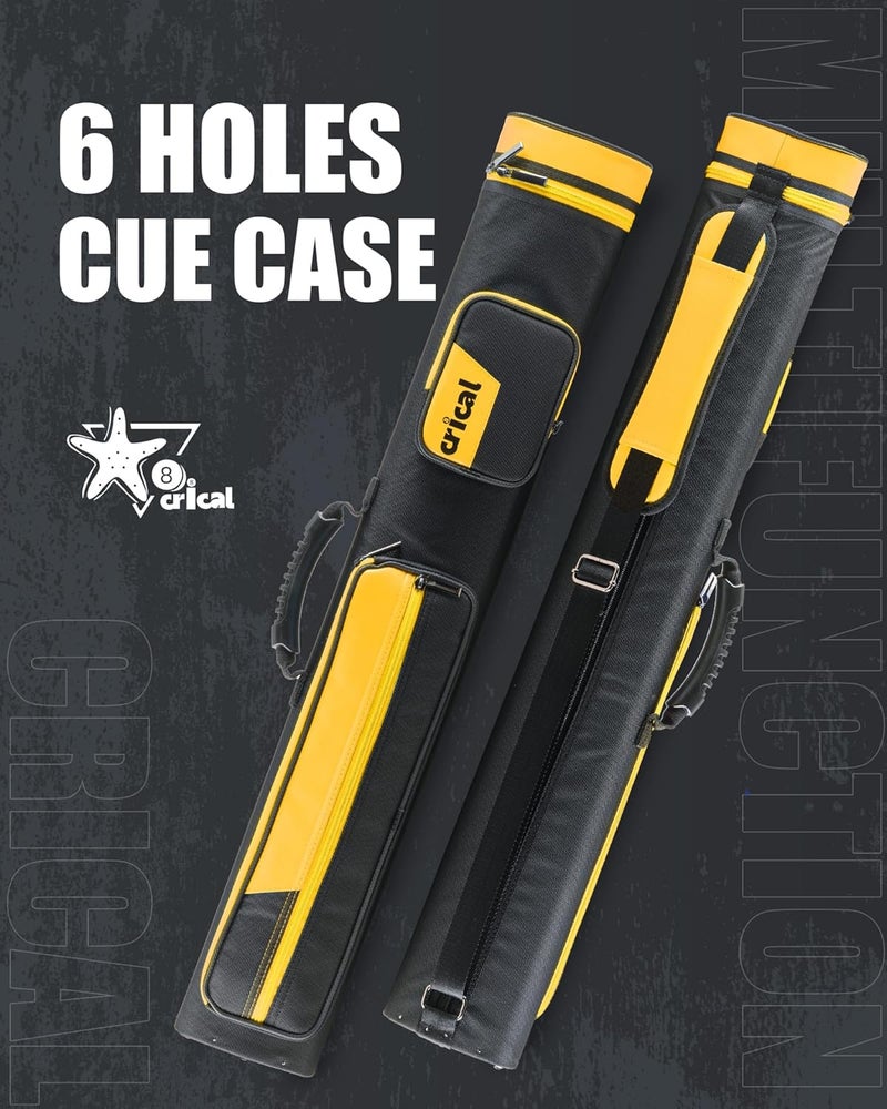 CRICAL Pool Cue Case 2x4 Hard Pool Stick Case Holds 2 Butts and 4 Shafts for Adults Billiard Cue Case with Soft Shoulder Straps - Image 2
